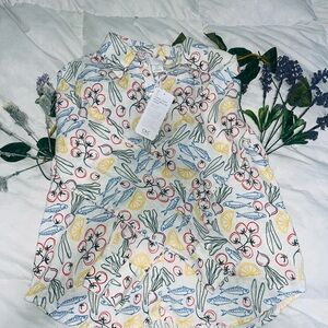 C&C California Women's Button Down Linen Shirt with Colorful Print